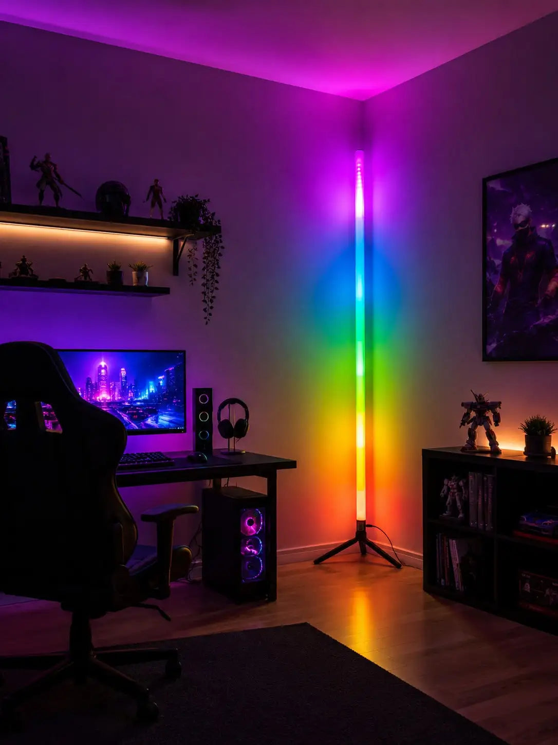 1pc LED RGB Mood Floor Lamp With Remote, Standing Light For Bedroom, Game Room And Home Party Decor