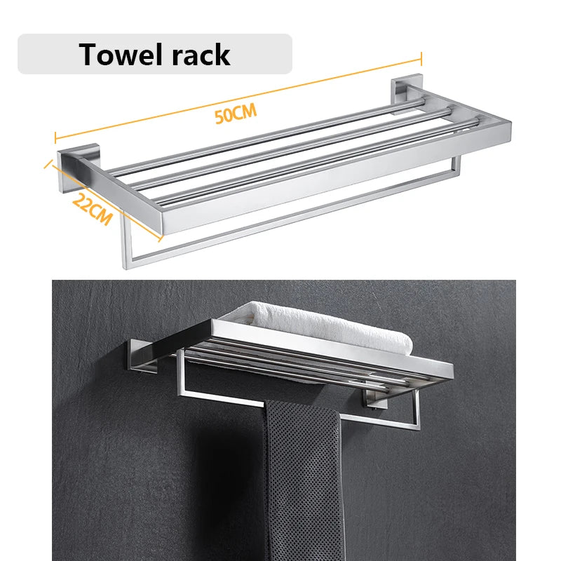 Bathroom Hardware Set Bathroom Accessories Black Robe Hook Towel Rail Bar Rack Bar Shelf Tissue Paper Holder Toothbrush Holder