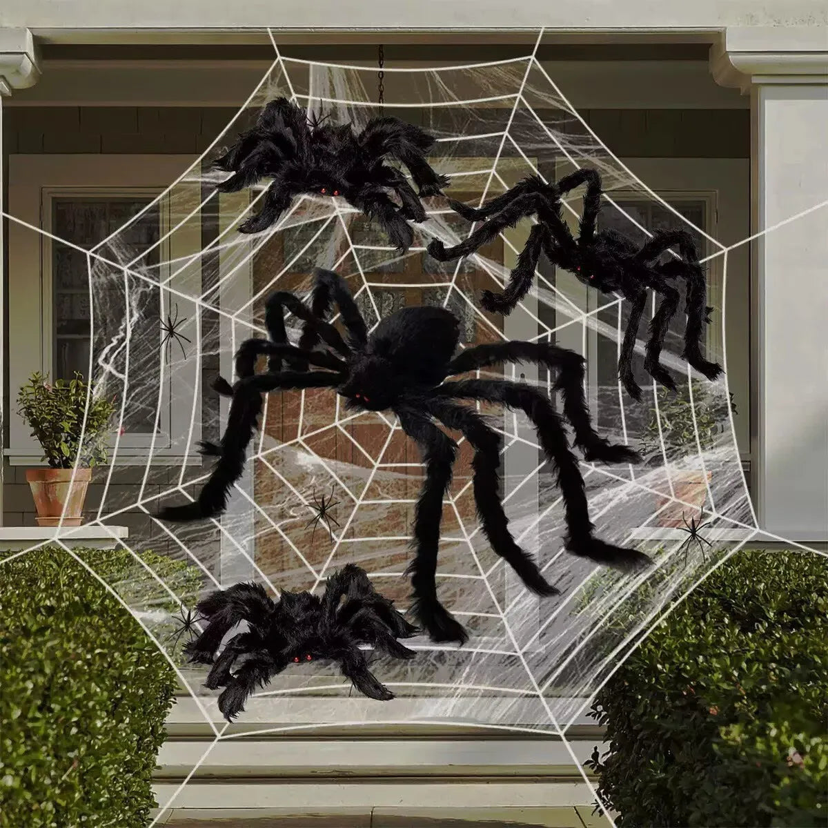 3/2/1pcs Halloween Decor Giant Black Plush Spider Halloween Party Bar Haunted House Horror Props Outdoor Scary Large Spiders