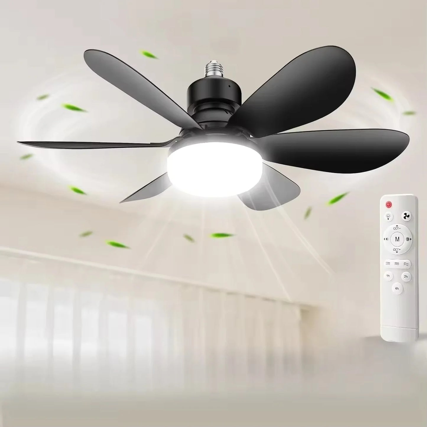  40W Ceiling Fan with Remote Control LED Light Fan E27 Base, Intelligent Silent Ceiling Fan for Bedroom and Living Room