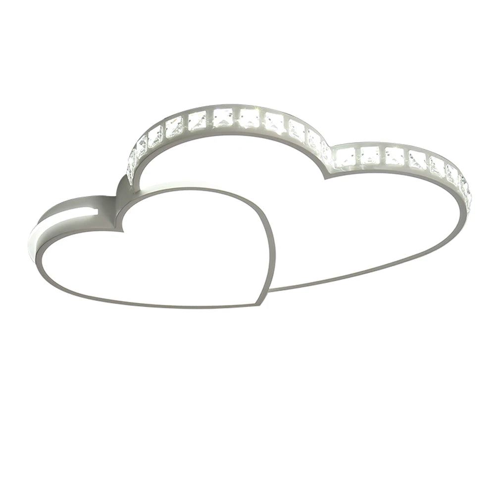 Modern Heart Shaped Ceiling Lights Crystal LED Flush Mount Lamp Cartoon Children's Room Living Room Bedroom Lamp Fixture