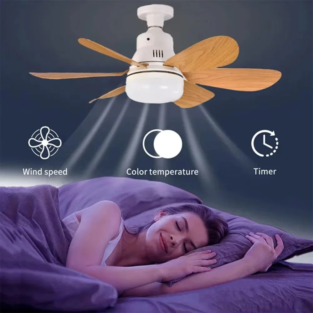  40W Ceiling Fan with Remote Control LED Light Fan E27 Base, Intelligent Silent Ceiling Fan for Bedroom and Living Room