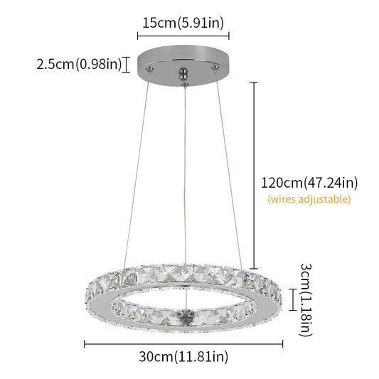 Modern Led  Pendant Light Luxury Crystal Rings Dimmable Chandelier Hanging Lustre Ceiling Lamp Living Dining Room Decor Fixture