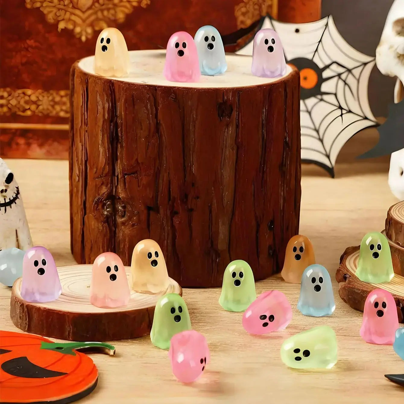 5/10Pcs Luminous Ghost Figures Glowing At Night Action Figure Mini Micro Landscape Miniatures Halloween Decoration Gifts