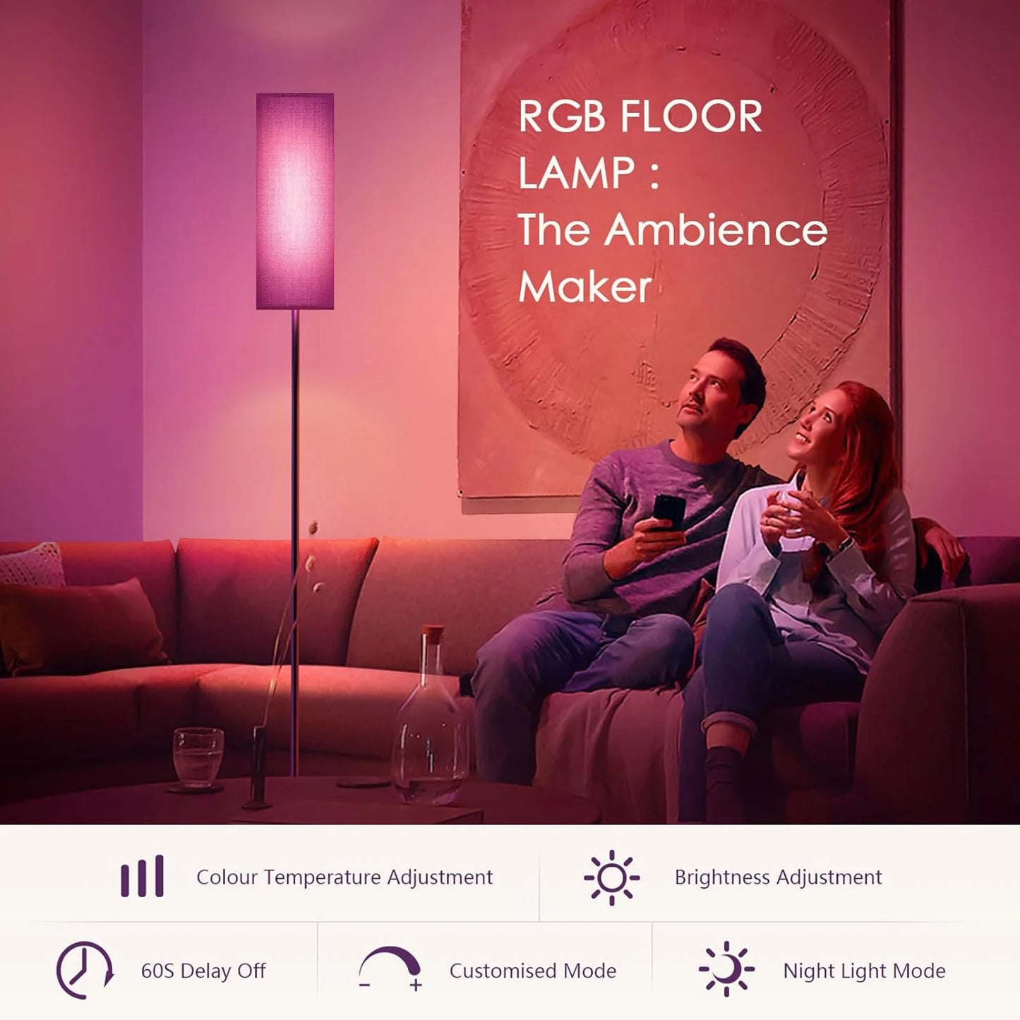 US Modern Floor Lamp Standing Tall Light Foot  for Bedroom Living Room Study Room  RGB Floor Lamp Study Room Floor Lamp