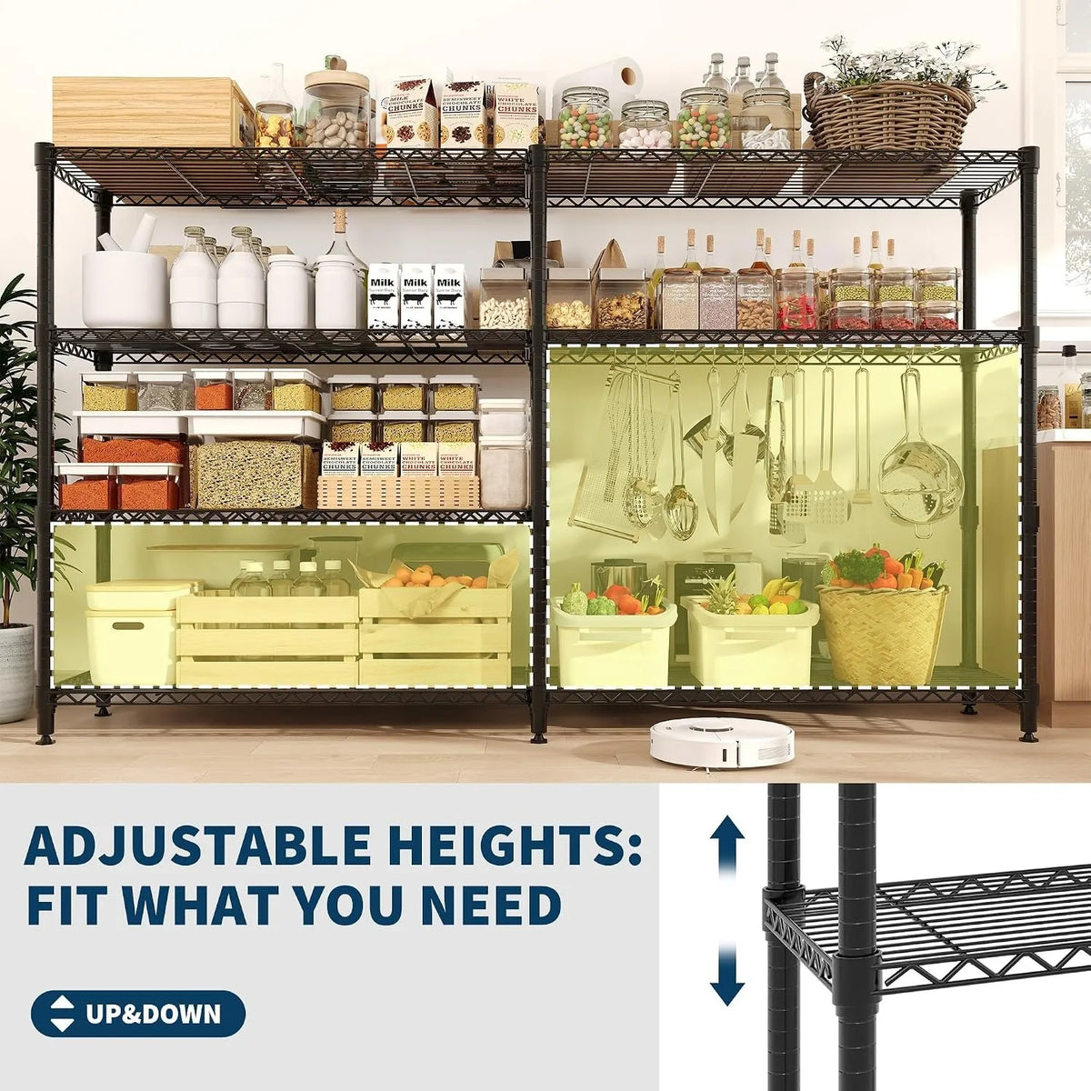 4/5 Tier Heavy Duty Metal Storage Shelving Rack Adjustable Wire Shelf 1060lbs Load Capacity V Shape Reinforced Steel Garage Organizer L Shape Corner Storage Rack Boltless Assembly for Garage Pantry Basement