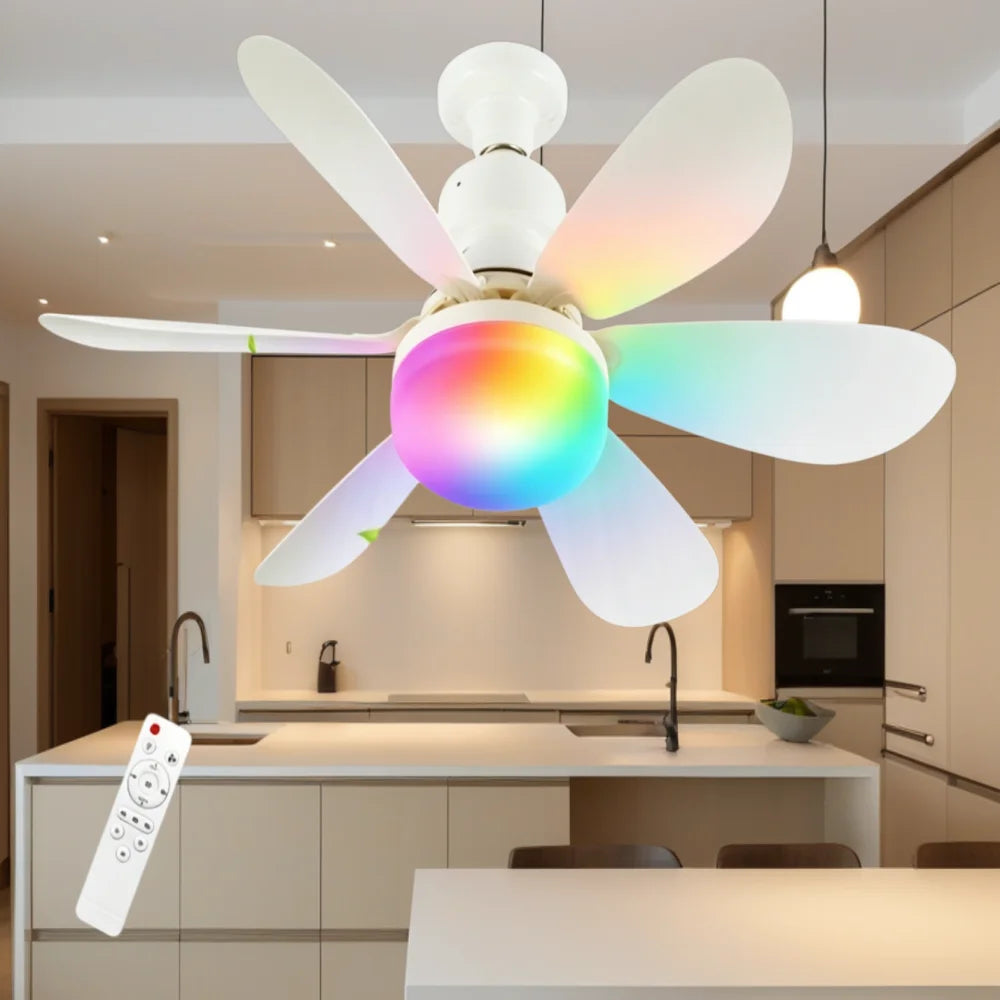  40W Ceiling Fan with Remote Control LED Light Fan E27 Base, Intelligent Silent Ceiling Fan for Bedroom and Living Room