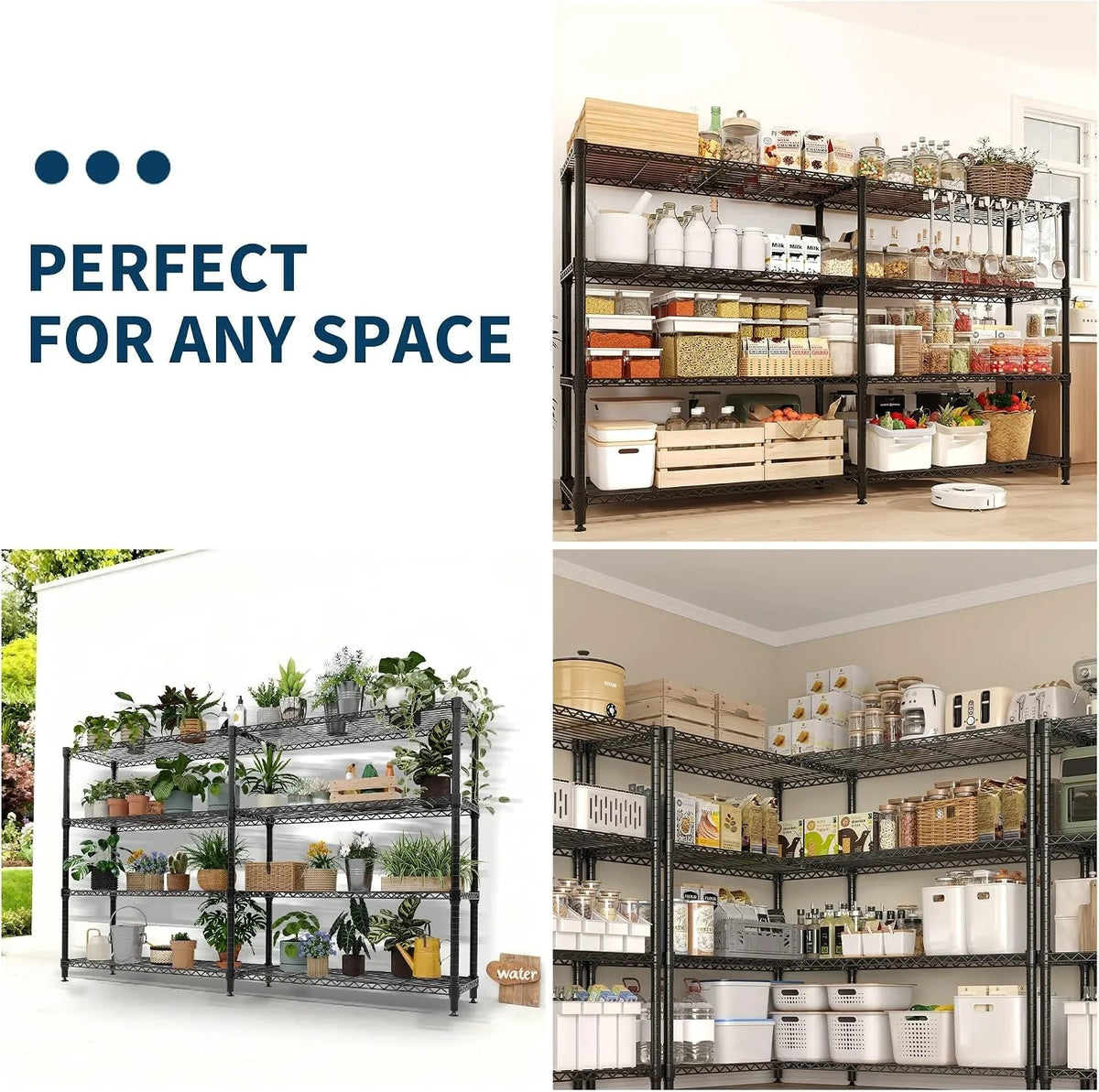 4/5 Tier Heavy Duty Metal Storage Shelving Rack Adjustable Wire Shelf 1060lbs Load Capacity V Shape Reinforced Steel Garage Organizer L Shape Corner Storage Rack Boltless Assembly for Garage Pantry Basement