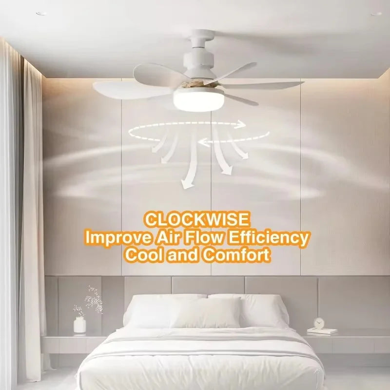 40W Ceiling Fan with Remote Control LED Light Fan E27 Base, Intelligent Silent Ceiling Fan for Bedroom and Living Room