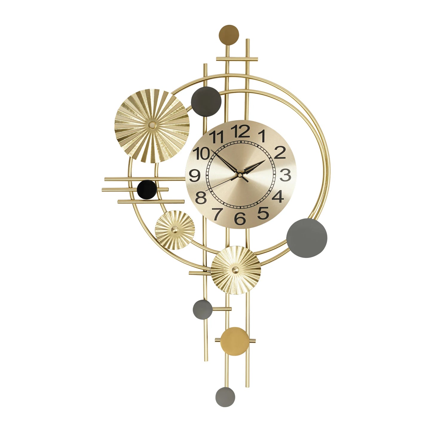 45x78cm Decorative Art Wall Clock Silent Non Ticking for Living Room Bedroom Kitchen Office Indoor Decor Modern Gold