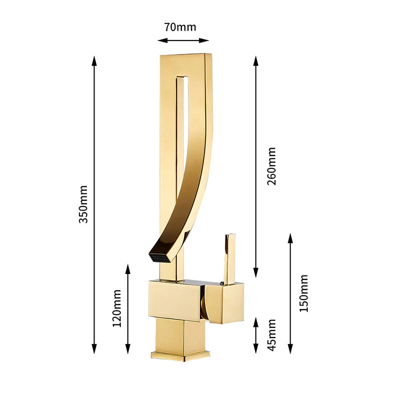 Wanmivezlo Bathroom Basin Faucet Brass Deck Mounted Waterfall Mixer Taps Single Handle Hot Cold Water Mixer Tap
