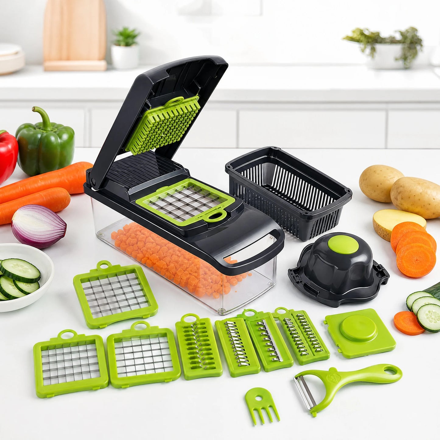 Valentine's Gift Safe Hand Guard Vegetable Cutter, for Cooking Together. 33x12cm, Shows Your Care