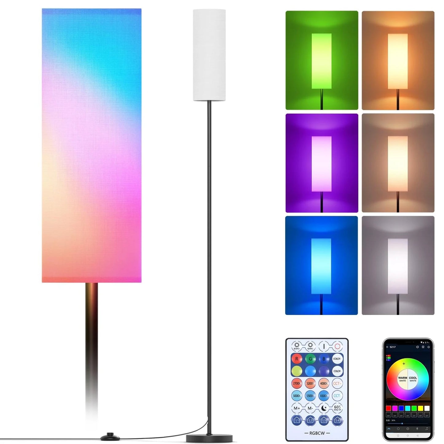 US Modern Floor Lamp Standing Tall Light Foot  for Bedroom Living Room Study Room  RGB Floor Lamp Study Room Floor Lamp