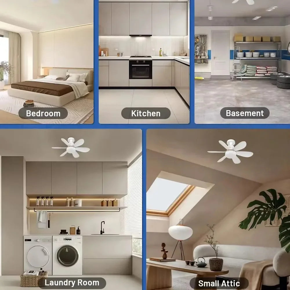  40W Ceiling Fan with Remote Control LED Light Fan E27 Base, Intelligent Silent Ceiling Fan for Bedroom and Living Room