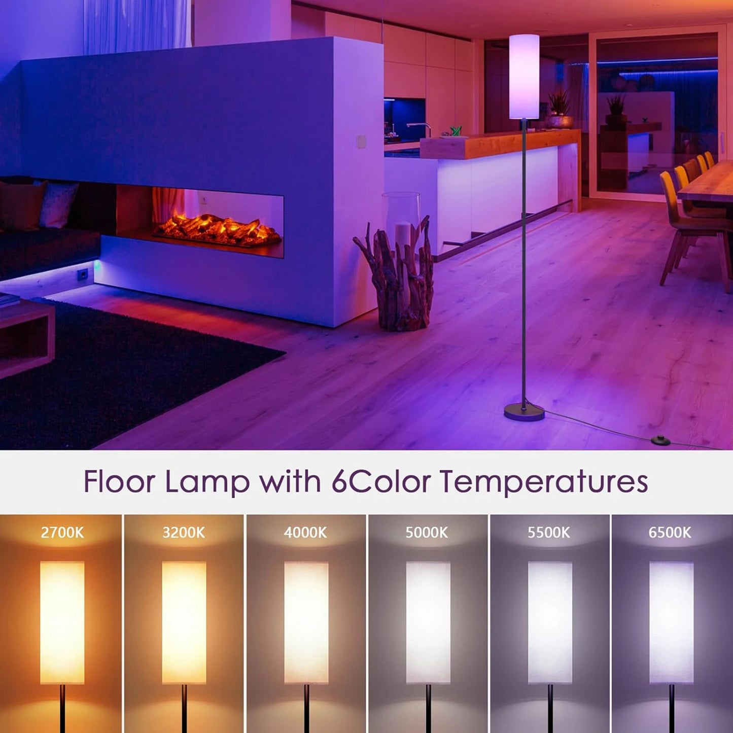 US Modern Floor Lamp Standing Tall Light Foot  for Bedroom Living Room Study Room  RGB Floor Lamp Study Room Floor Lamp