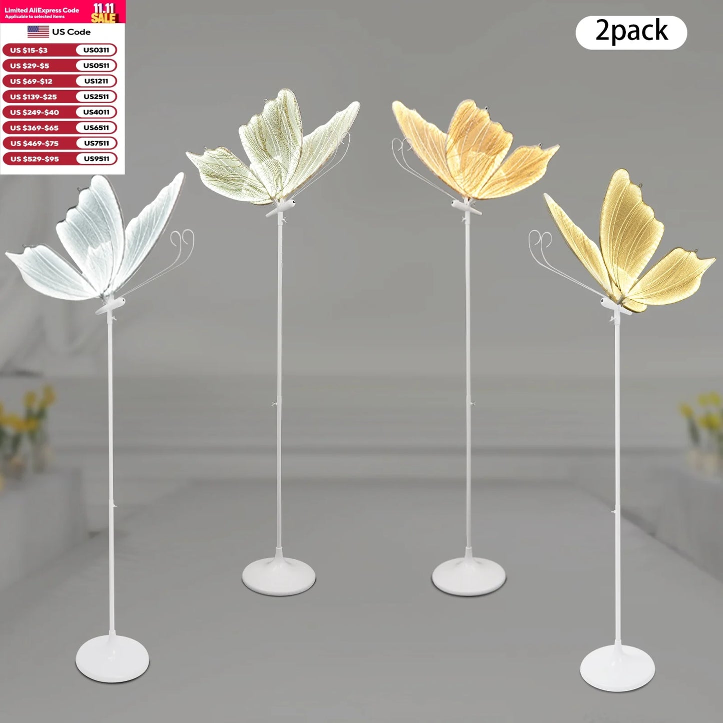 48W LED strip light LED 2pcs Wedding ButterflyFloor Lamp Hanging Light Romantic Hanging Wedding Butterfly Decoration Props