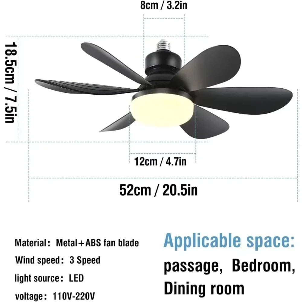  40W Ceiling Fan with Remote Control LED Light Fan E27 Base, Intelligent Silent Ceiling Fan for Bedroom and Living Room