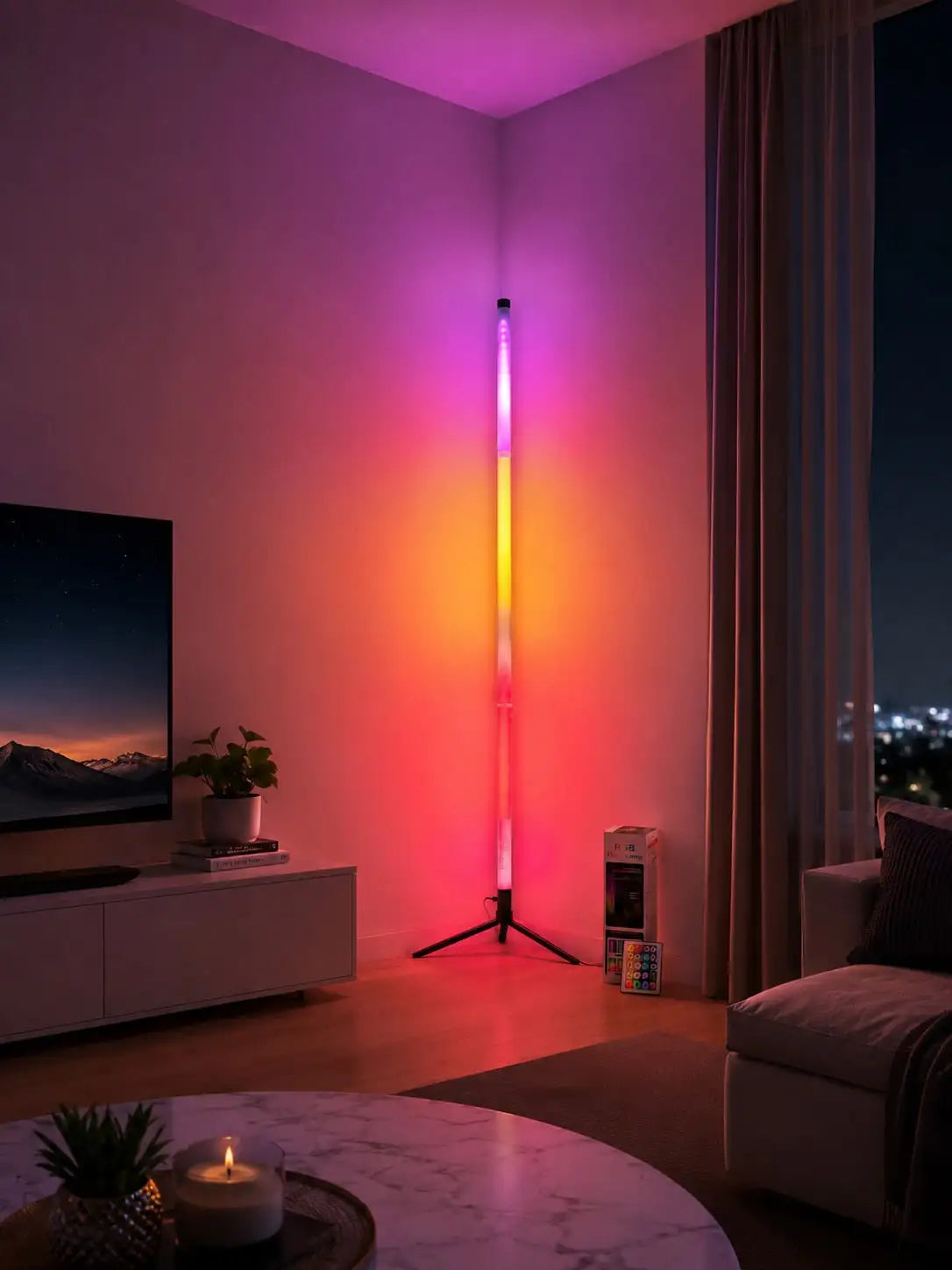 1pc LED RGB Mood Floor Lamp With Remote, Standing Light For Bedroom, Game Room And Home Party Decor